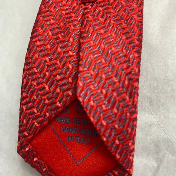Brioni Italy Red & Blue Silk Tie 3 wide X 60 long